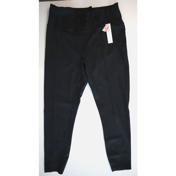 Victoria's Secret 11222522 Women Sz M Black Essential High-Rise Lace-Up Leggings - Picture 1 of 11